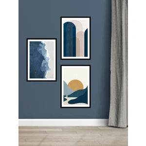 3 Parça Çerçeve Görünümlü Mdf Tablo MAVISOYUT01 (Çerçeve Görünümlü) Dekorize Mdf Tablo Seti