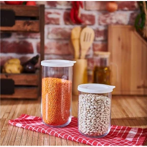 Duo Saklama Kabı 6 Lı - Cam Kavanoz Erzak Saklama Kabı Seti Takımı 3 Boy Beyaz