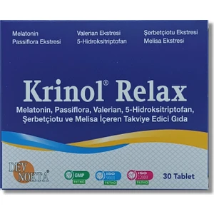 Relax - Melatonin, Passiflora, Valerian, 5-Hidroksitriptofan, Şerbetçiotu ve Melisa - 30 Tablet - 1 Kutu
