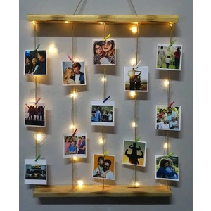 12 Fotograflı Mandallı Ipli LED Işıklı Fotoğraf Askısı