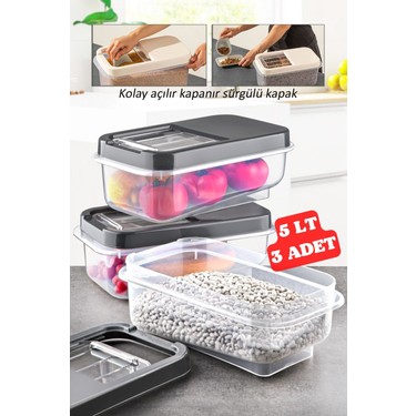Nandy Home 3 Adet 5 Lt Kolay Kayar Kapaklı Multibox Erzak Fiyatı