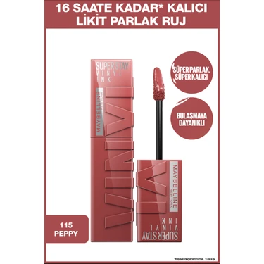 Super Stay Vinyl Ink Uzun Süre Kalıcı Pembe Tonlu Likit Parlak Ruj 115