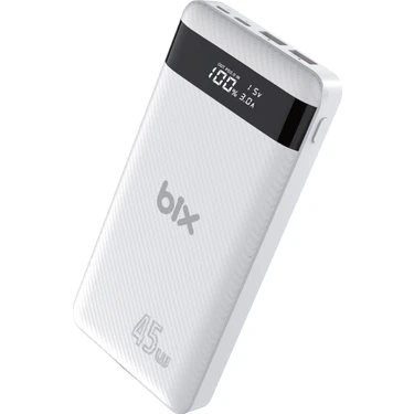 Bix PB202 20000MAH 45W Pd Giriş/çıkışlı Laptop Şarj Edebilen Üç Portlu 22.5W Süper Hızlı LED