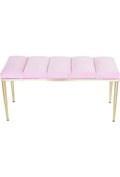 Gazzini Furniture Vesta Gold Pembe-Kapitoneli Model Puf&bench&koltuk-Oturak-Uzun Makyaj Puff-Yatak Odası Ucu&önü
