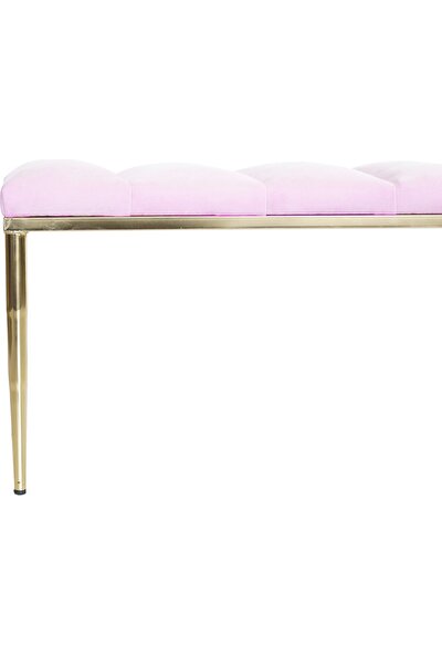 Gazzini Furniture Vesta Gold Pembe-Kapitoneli Model Puf&bench&koltuk-Oturak-Uzun Makyaj Puff-Yatak Odası Ucu&önü