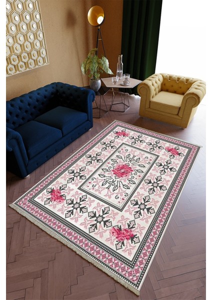 Salon Halısı Spor Pembe Kahverengi Yolluk Kaymaz Yuvarlak Oval Kesme Ince Yıkanabilir Halı