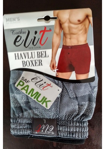 Erkek Havlu Bel Desenli Boxer 1102 - 6 Adet