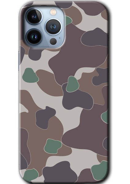 Apple iPhone 13 Pro Max Kılıf Hd Desen Baskılı Arka Kapak + Mat Kobra Cam - Kamuflaj 11