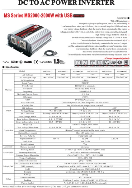 2000W 12V Modifiye Sinüs Inverter