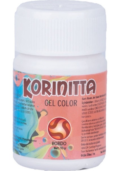 Jel Su Bazlı Gıda Boyası Bordo 90GR