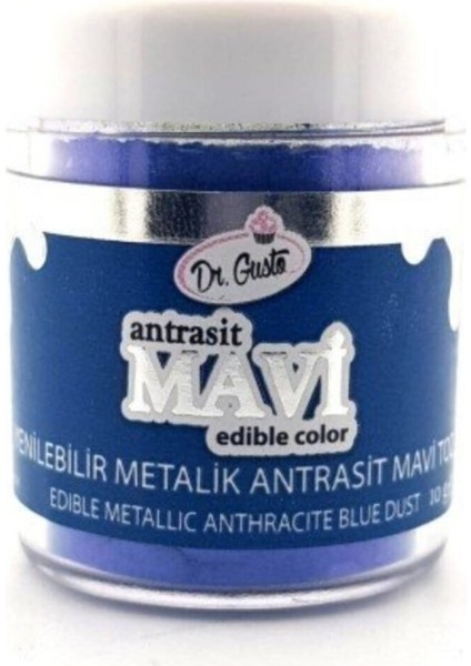 Yenilebilir Antrasit Mavi Metalik Toz Sim Boya 10 gr