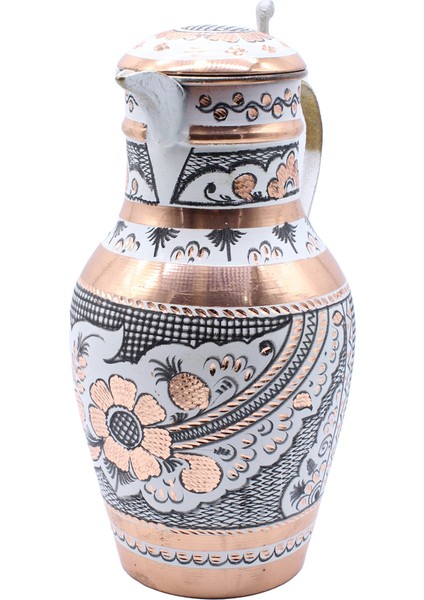 Erzincan El Işlemeli Kapaklı Otantik Bakır Sürahi Beyaz Renk 24cm fiyatları