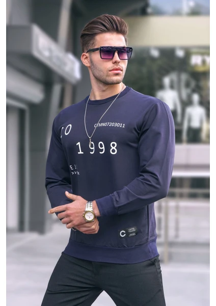 Lacivert Baskılı Erkek Sweatshirt 2199