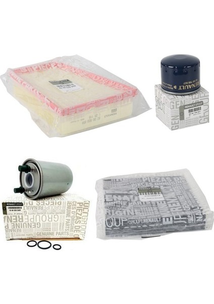 Mais Renault Fluence 1.5 Dcı Filtre Bakım Seti ( Hava Filtresi - Yağ Filtresi - Yakıt Filtresi - Polen Filtresi )
