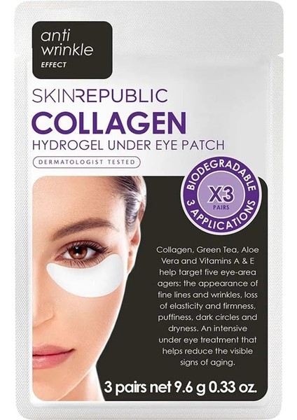 Kolajen Göz Altı Maskesi 3 Adet Aydınlatıcı Etki 30 Dakika Kullanım Süresi