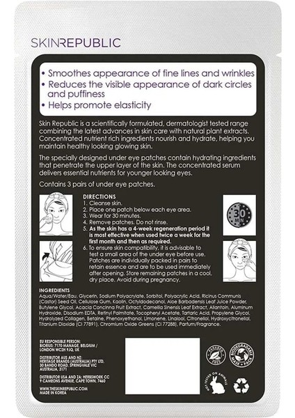 Kolajen Göz Altı Maskesi 3 Adet Aydınlatıcı Etki 30 Dakika Kullanım Süresi fiyatları