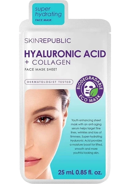 Skin Republic Hyaluronic Acid+Collagen Maske 25 ml