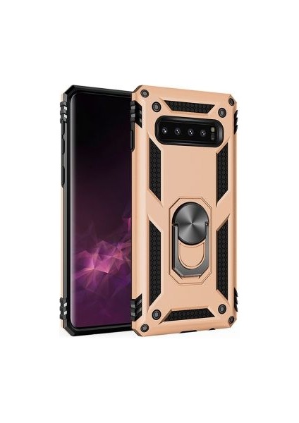 Samsung Galaxy S10 Plus Kılıf Vega Tank Sert Yüzüklü Standlı Dayanıklı Kapak
