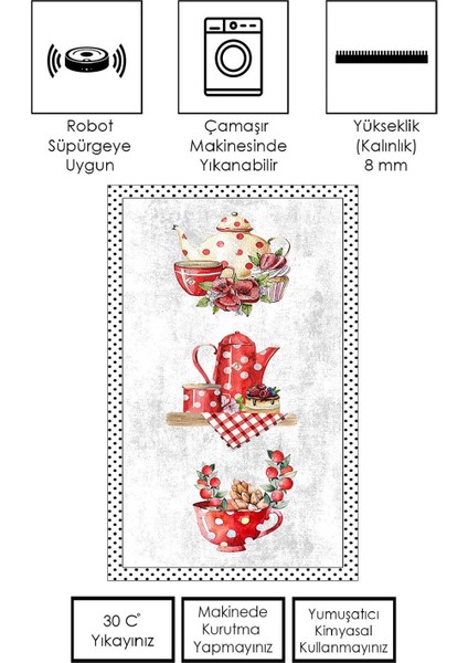Makinede Yıkanabilir Kaymaz Taban Leke Tutmaz Mutfak Halısı Ve Mutfak Yolluk