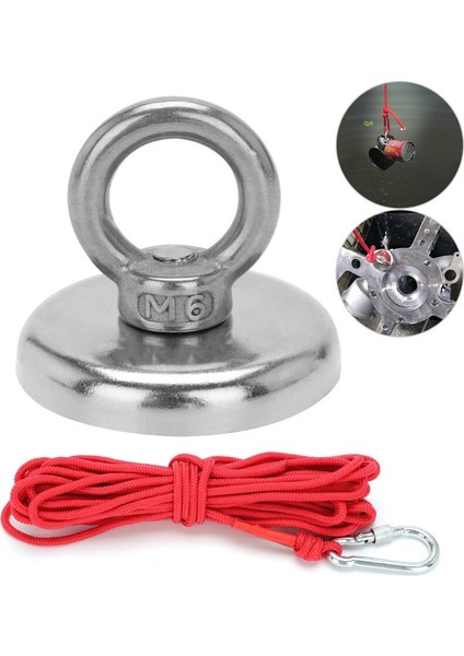 Güçlü Halkalı Neodyum Pot Mıknatıs 42MM Çap, Kanca Kurtarma Mıknatısı Magnet Fishing + 15 M Halat fiyatları