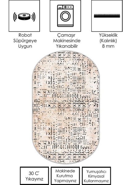 Makinede Yıkanabilir Kaymaz Taban Leke Tutmaz Oval Salon Halısı Mutfak Halısı Ve Yolluk