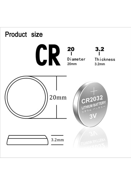 Ata Elektronik 1 Kart 5 Adet - 3 Volt CR2032 DL2032 ECR2032 BR2032 2032 Cr 2032 3V Lityum Anahtar Tarzı Şekerölçüm Bios Düğme Para Pili