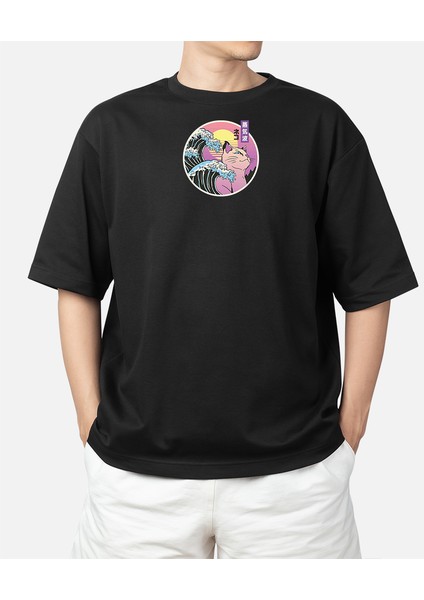 Wedday Japon Kedi Oversize Pamuklu T-Shirt WEDS13