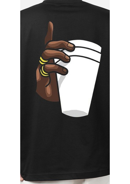 Wedday Siyah Bardak Oversize Pamuklu T-Shirt WEDS11 fırsatları