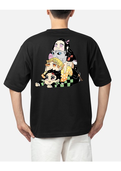 Wedday Siyah Academia Anime Oversize Pamuklu T-Shirt Weds8 modelleri
