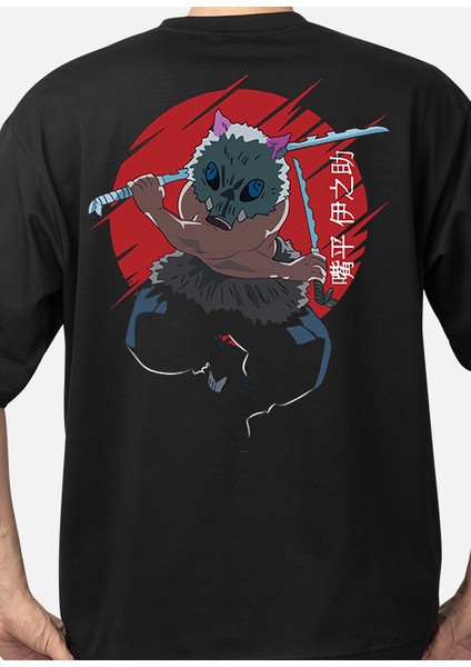 Wedday Siyah Demon Slayer Kimetsu Oversize Pamuklu T-Shirt Weds
