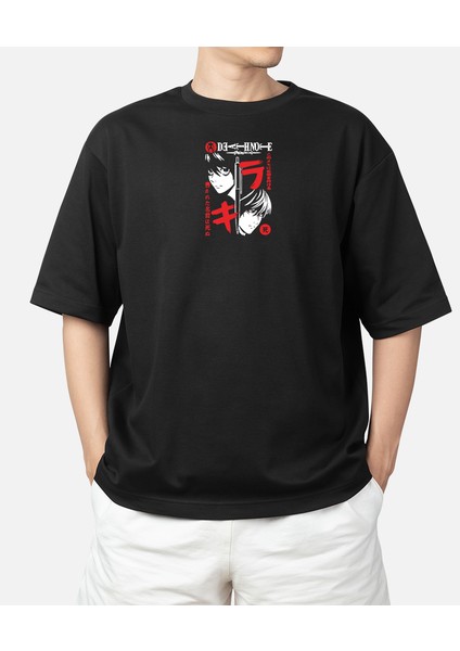 Wedday Siyah Anime Kısa Kollu Oversize Pamuklu T-Shirt Weds5 fiyatları