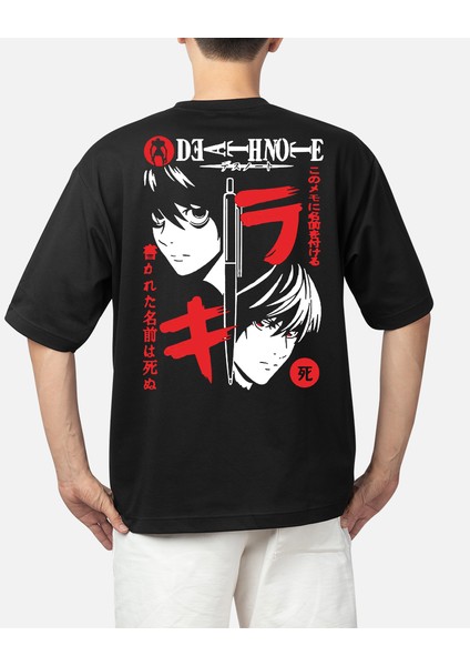 Wedday Siyah Anime Kısa Kollu Oversize Pamuklu T-Shirt Weds5 modelleri