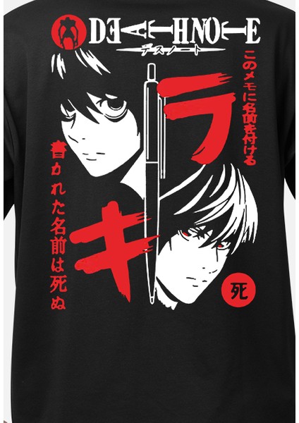 Wedday Siyah Anime Kısa Kollu Oversize Pamuklu T-Shirt Weds5 fırsatları