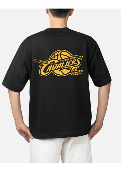 Wedday Siyah Cavaliers Nba Basketbol Oversize Pamuklu T-Shirt We modelleri