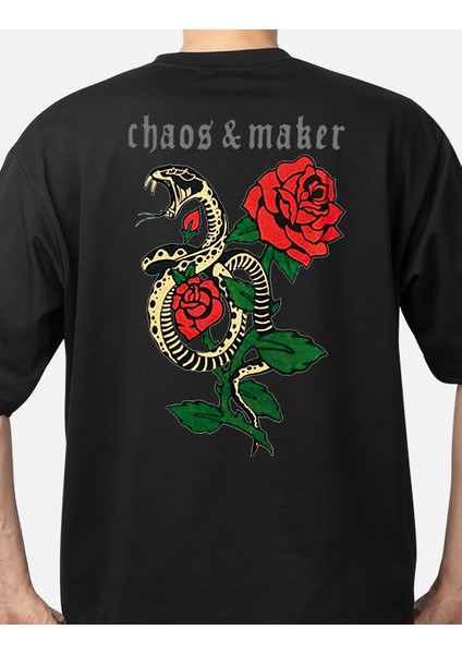 Wedday Siyah Sırt Baskılı Bisiklet Yaka Oversize Pamuklu T-Shir fırsatları