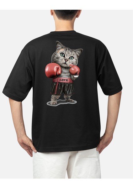 Boksör Kedi Siyah Oversize Tshirt modelleri