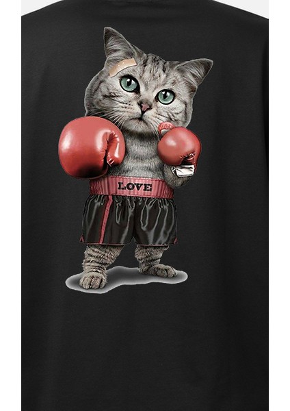Boksör Kedi Siyah Oversize Tshirt fırsatları