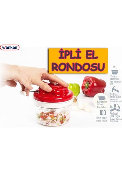 Ipli El Rondosu 3 Bıçaklı Wenken Pratik Çelik Bıçaklı Hızlı Sebze Doğrayıcı