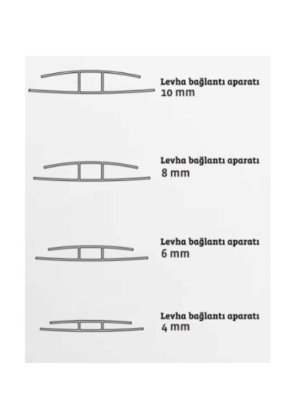 8 mm Plastik Polikarbon H Bağlantı Çıtası 2 Metre