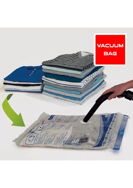Vakumlu Poşet 3 Lü, Space Saver Vacuum Bag, 1 Adet Xl 55X90 Cm - 2 Adet Xxl 80X100 Cm