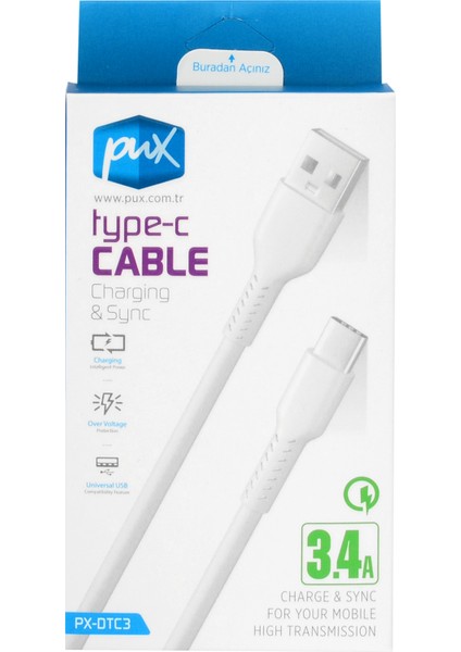 3.4 A Type-C Data ve Şarj Kablosu