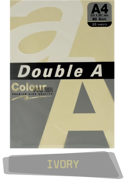 Double A Renkli Fotokopi Kağıdı 25 Li A4 80 gr Ivory