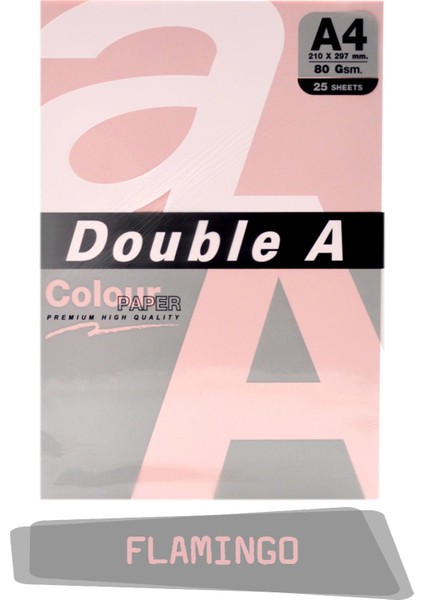 Double A Renkli Fotokopi Kağıdı 25 Li A4 80 gr Flamingo