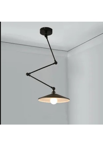 Modern Siyah Dört Mafsallı Akrobat Metal Masa Üstü Sarkıt Avize Şapka ÇAPI:38CM