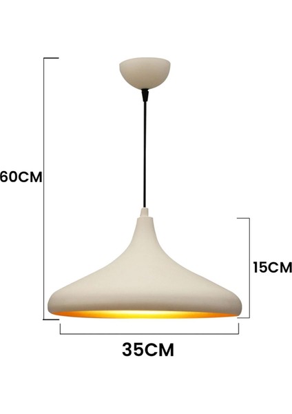 Modern Beyaz Içi Gold Oda,mutfak,cafeler Için Tekli Metal Sarkıt Avize ÇAP:35CM fiyatları