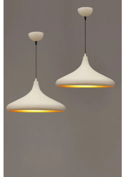 Modern Beyaz Içi Gold Oda,mutfak,cafeler Için Tekli Metal Sarkıt Avize ÇAP:35CM modelleri