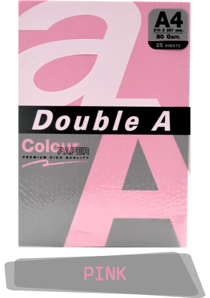 Double A Renkli Fotokopi Kağıdı 25 Li A4 80 gr Pink