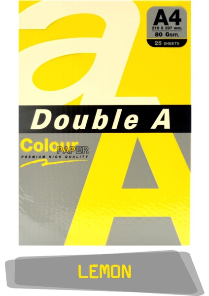 Double A Renkli Fotokopi Kağıdı 25 Li A4 80 gr Lemon