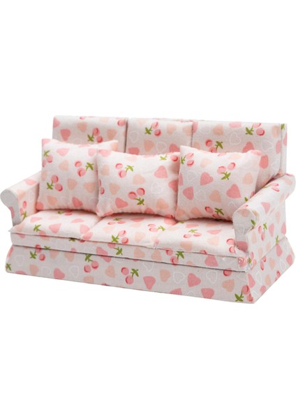 1/12 Dollhouse Sofa Dollhouse Mobilya Minyatür Kanepe Tatil Hediyeleri Üç Koltuk