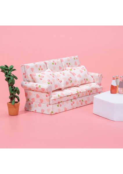 1/12 Dollhouse Sofa Dollhouse Mobilya Minyatür Kanepe Tatil Hediyeleri Üç Koltuk fırsatları